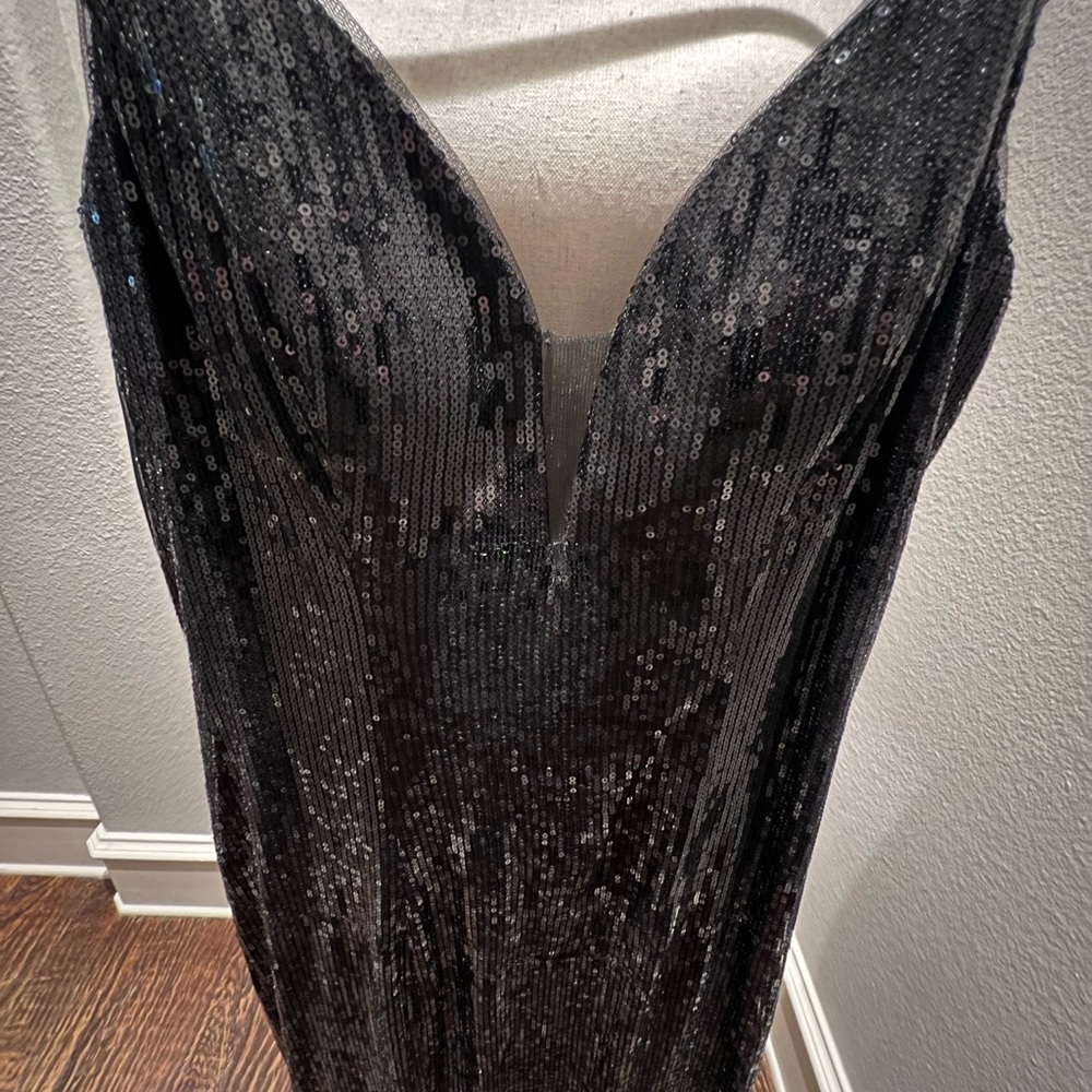 Black Plunge Neck Gown Cocktail Dress 🤩 STUNNING LBD by BASIX